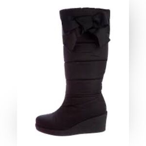 Kate Spade New York Nylon Black Women's Wedge Boots with Bow 6